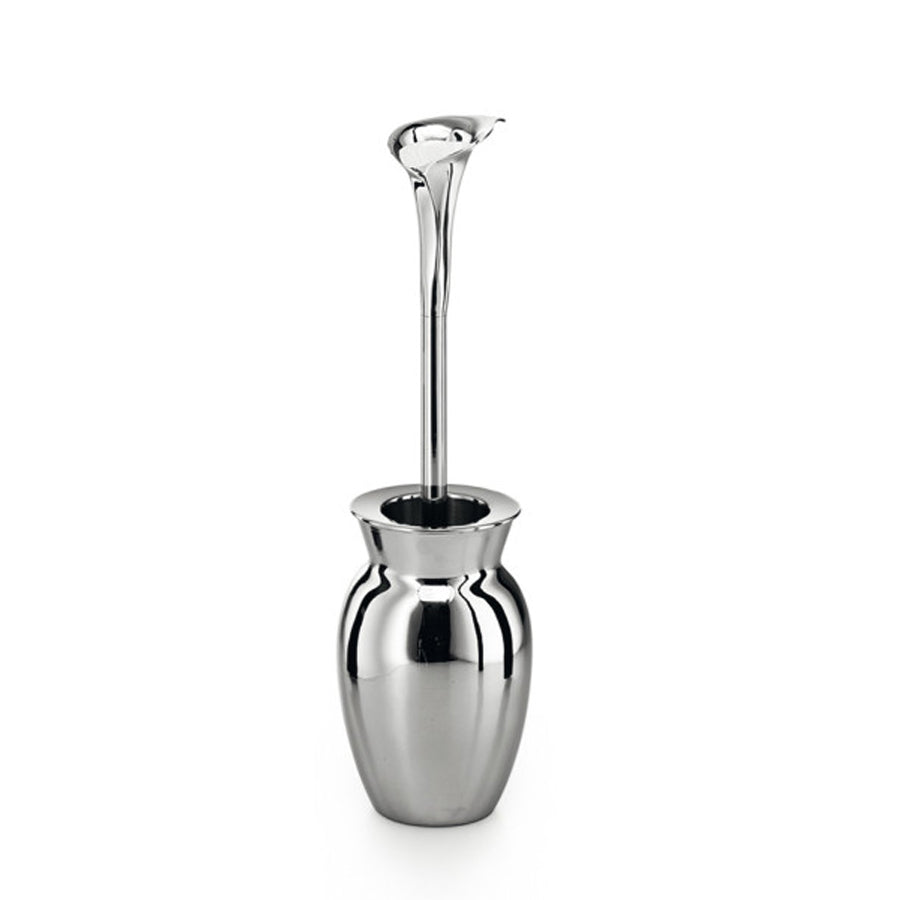 Portascopino 'CALA' con scopino in acciaio inox lucido Lineabeta Balenghi a forma di vaso con serpente by CeramicStore | Lo specialista del tuo bagno