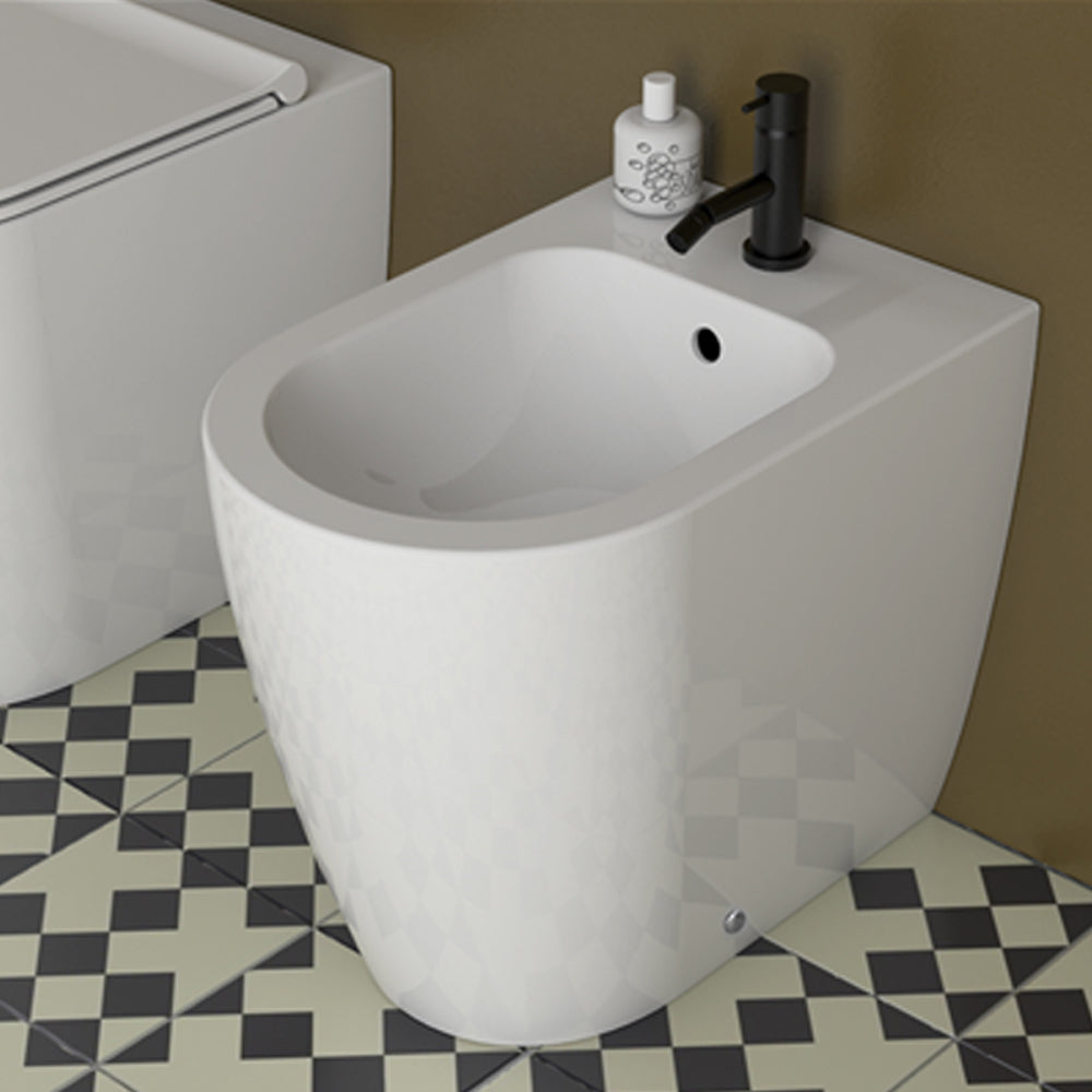 Sanitari filomuro Bianco Opaco rimless 53 cm Ceramica Globo Mode Wc scarico Multi