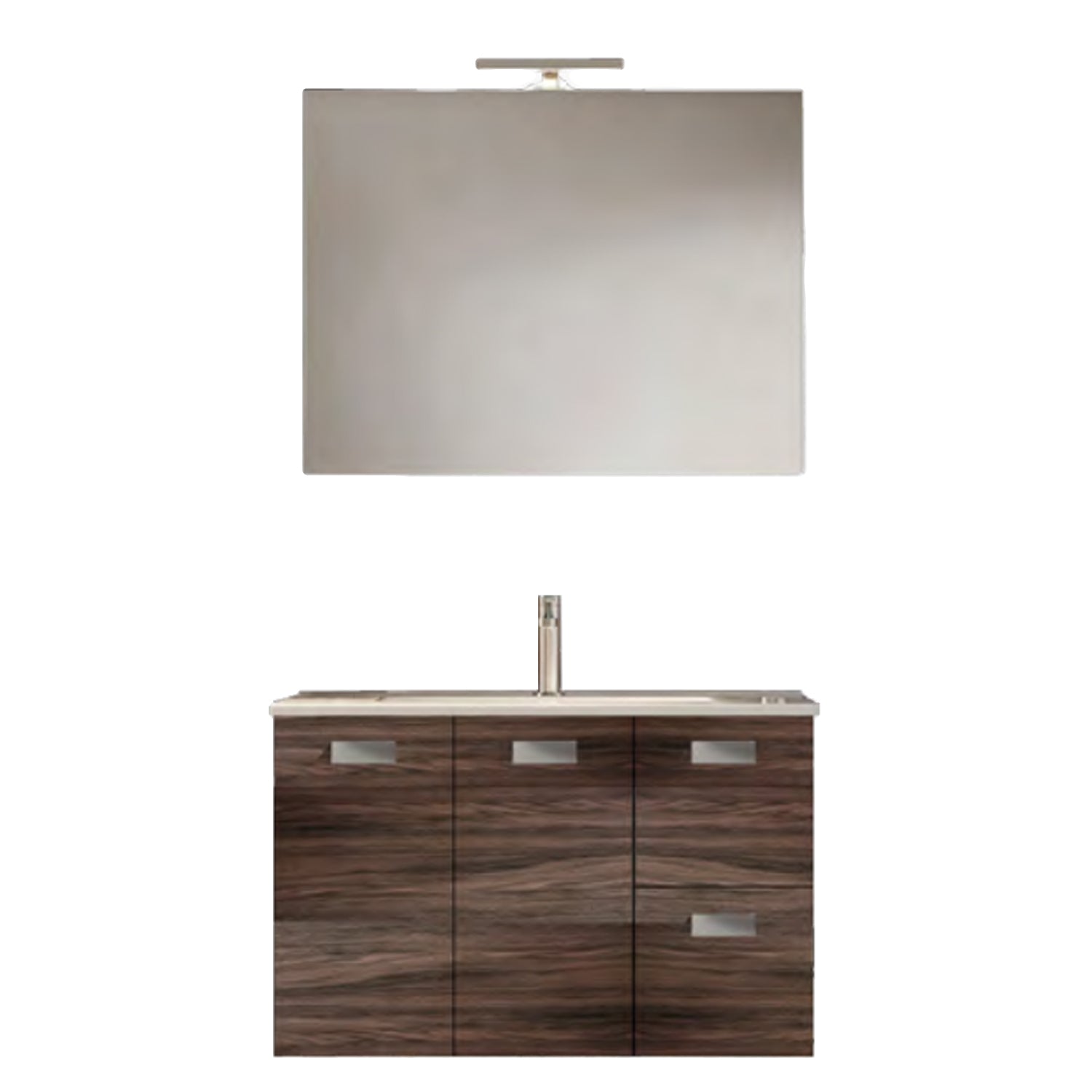 Mobile bagno sospeso con base, lavabo e specchiera con Led modello Elisa 85 - Olmo Caffਠby CeramicStore | Lo specialista del tuo bagno