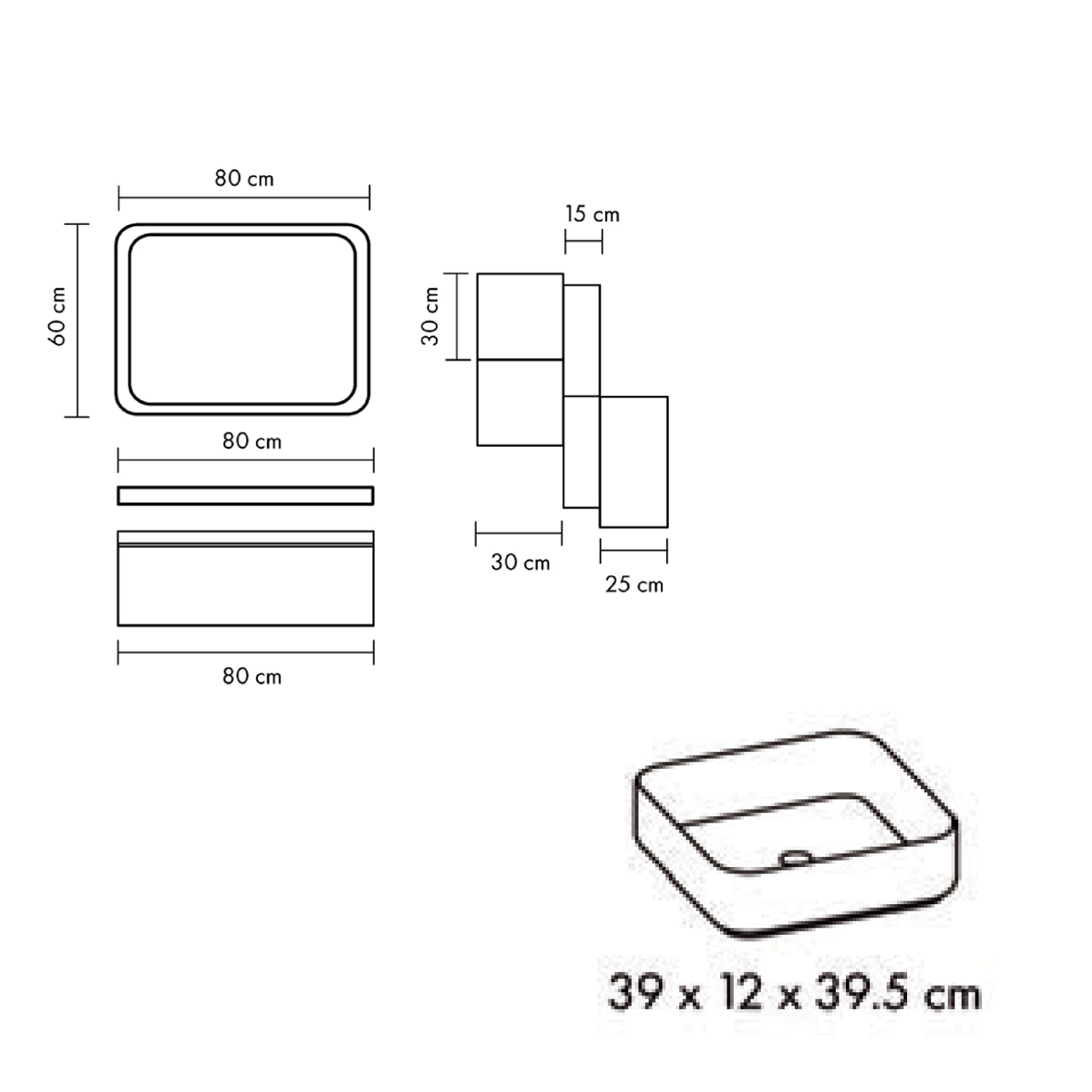 Mobile bagno con lavabo d'appoggio in ceramica e specchio led cm 80 rovere fossile e blu pastello opaco- Cubi&Co modello Destiny 2 by CeramicStore | Lo specialista del tuo bagno