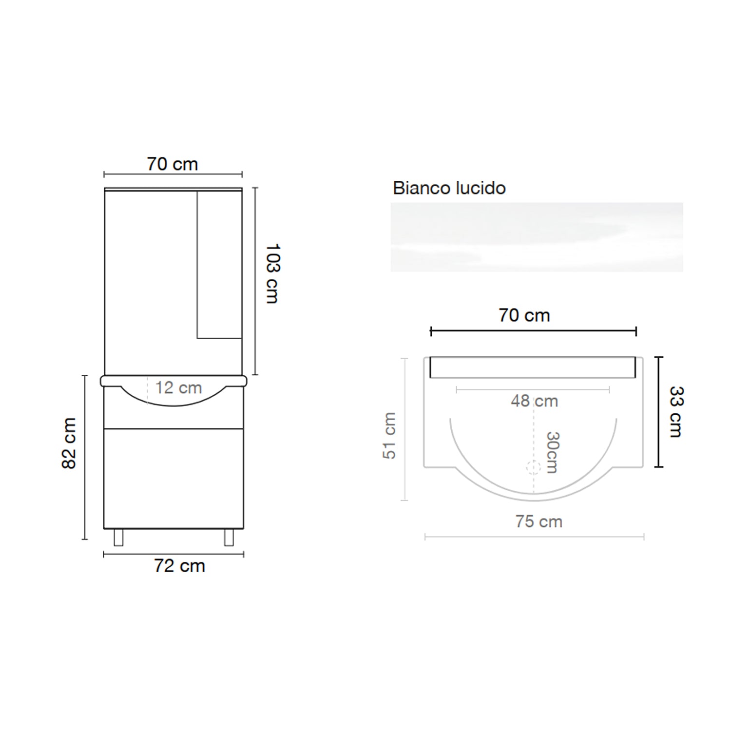 Mobile bagno a terra con specchiera e lavabo Cubi&Co modello Savona - Bianco Lucido by CeramicStore | Lo specialista del tuo bagno