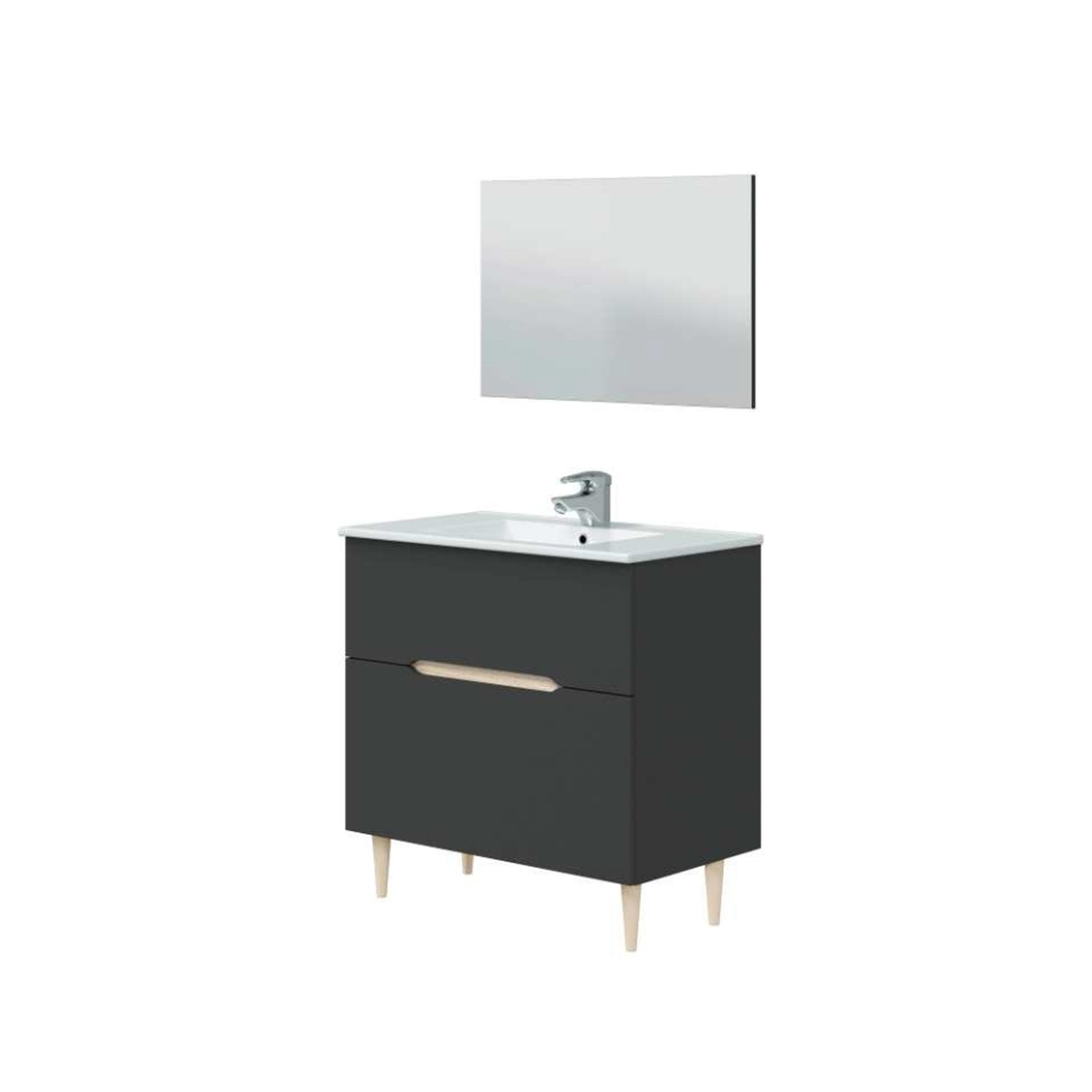 Mobile bagno con specchiera e lavabo Cubi&Co modello Venere - Antracite Rovere by CeramicStore | Lo specialista del tuo bagno
