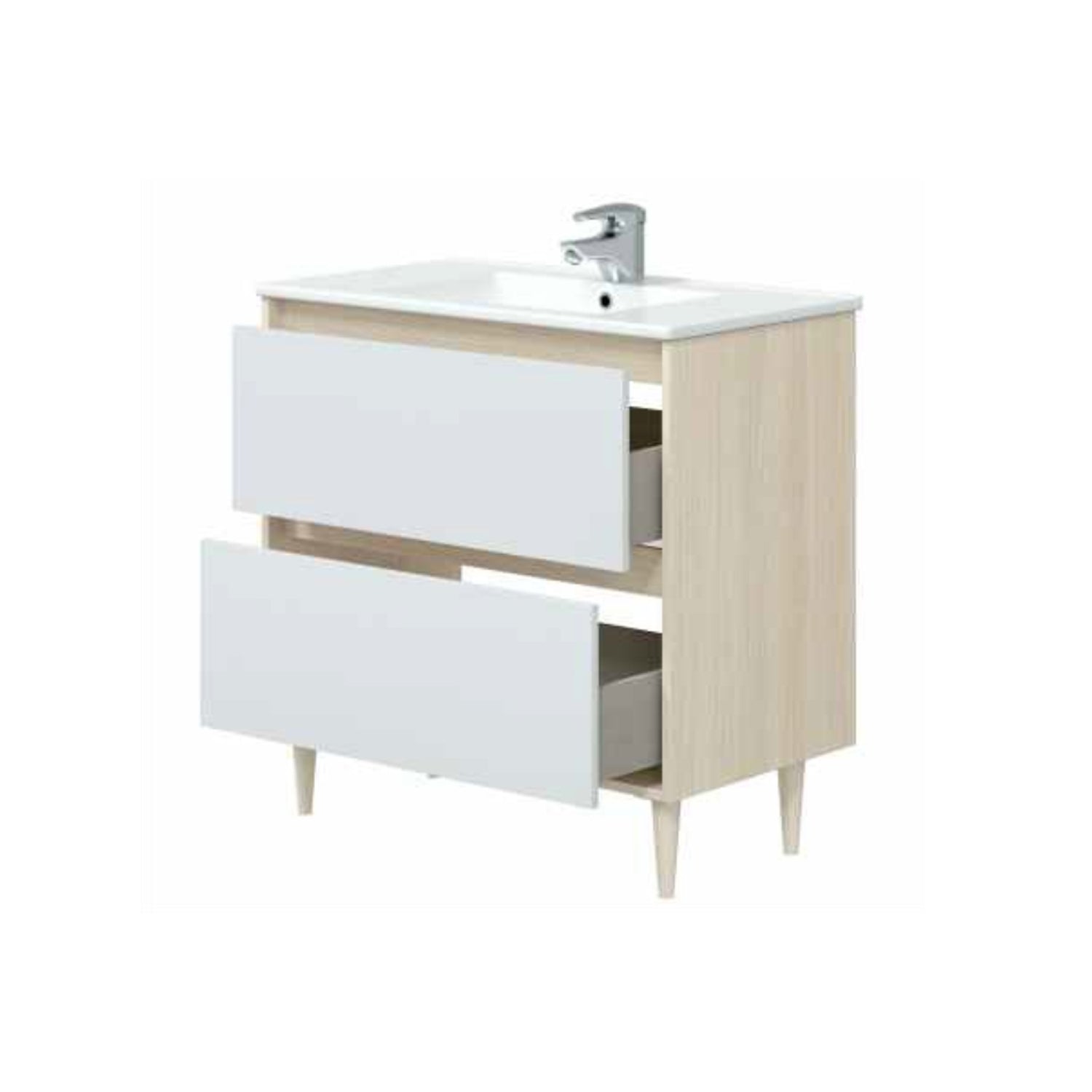 Mobile bagno con specchiera e lavabo Cubi&Co modello Venezia - Rovere Bianco by CeramicStore | Lo specialista del tuo bagno