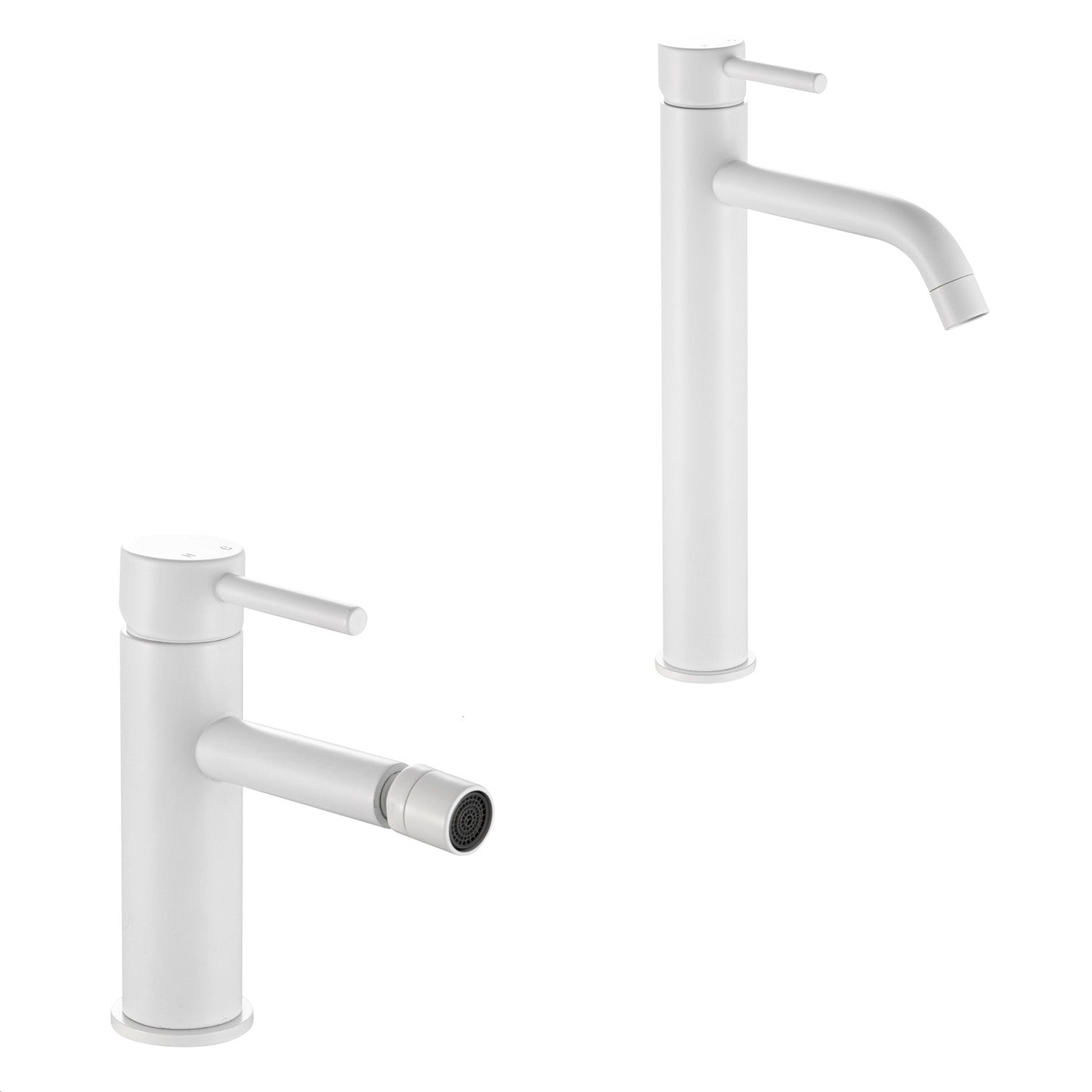 Coppia di miscelatori per lavabo alto e bidet serie Moon in ottone bianco opaco by CeramicStore | Lo specialista del tuo bagno