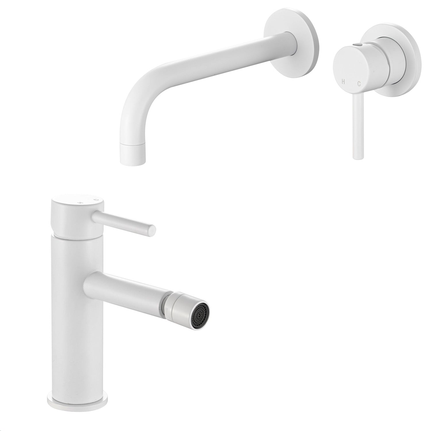 Coppia di miscelatori per lavabo incasso e bidet serie Moon in ottone bianco opaco by CeramicStore | Lo specialista del tuo bagno