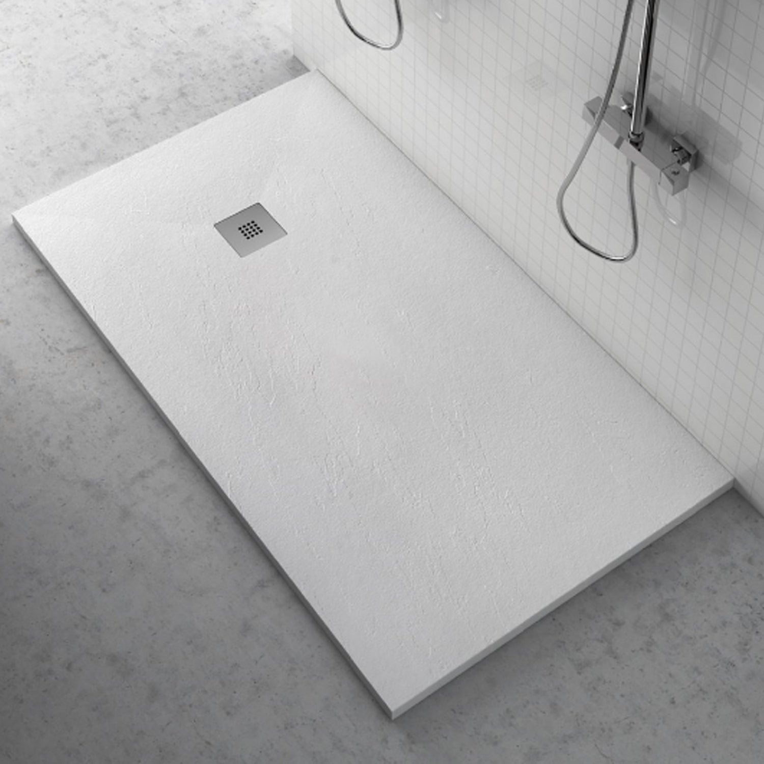 Piatto Doccia filo pavimento 90x155 x H 2,5 cm Easy effetto ardesia - Bianco by CeramicStore | Lo specialista del tuo bagno