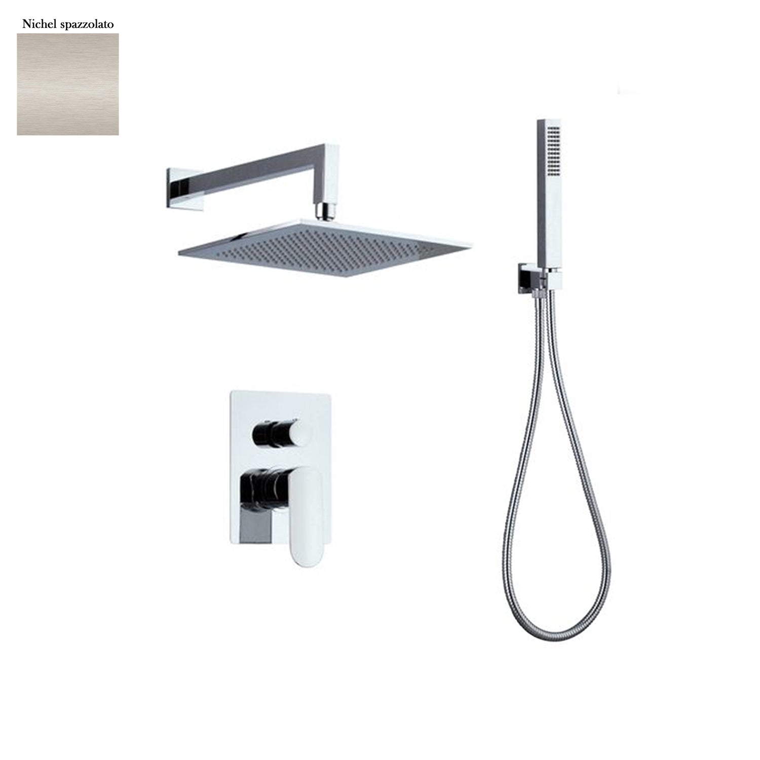 Set doccia composto da soffione Parigi, doccia e flessibile e deviatore 2vie nichel opaco by CeramicStore | Lo specialista del tuo bagno