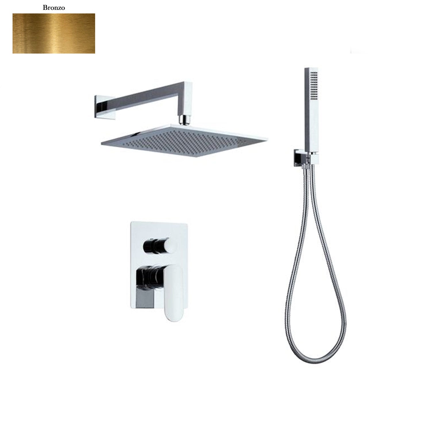 Set doccia composto da soffione Parigi, doccia e flessibile e deviatore 2vie bronzo by CeramicStore | Lo specialista del tuo bagno