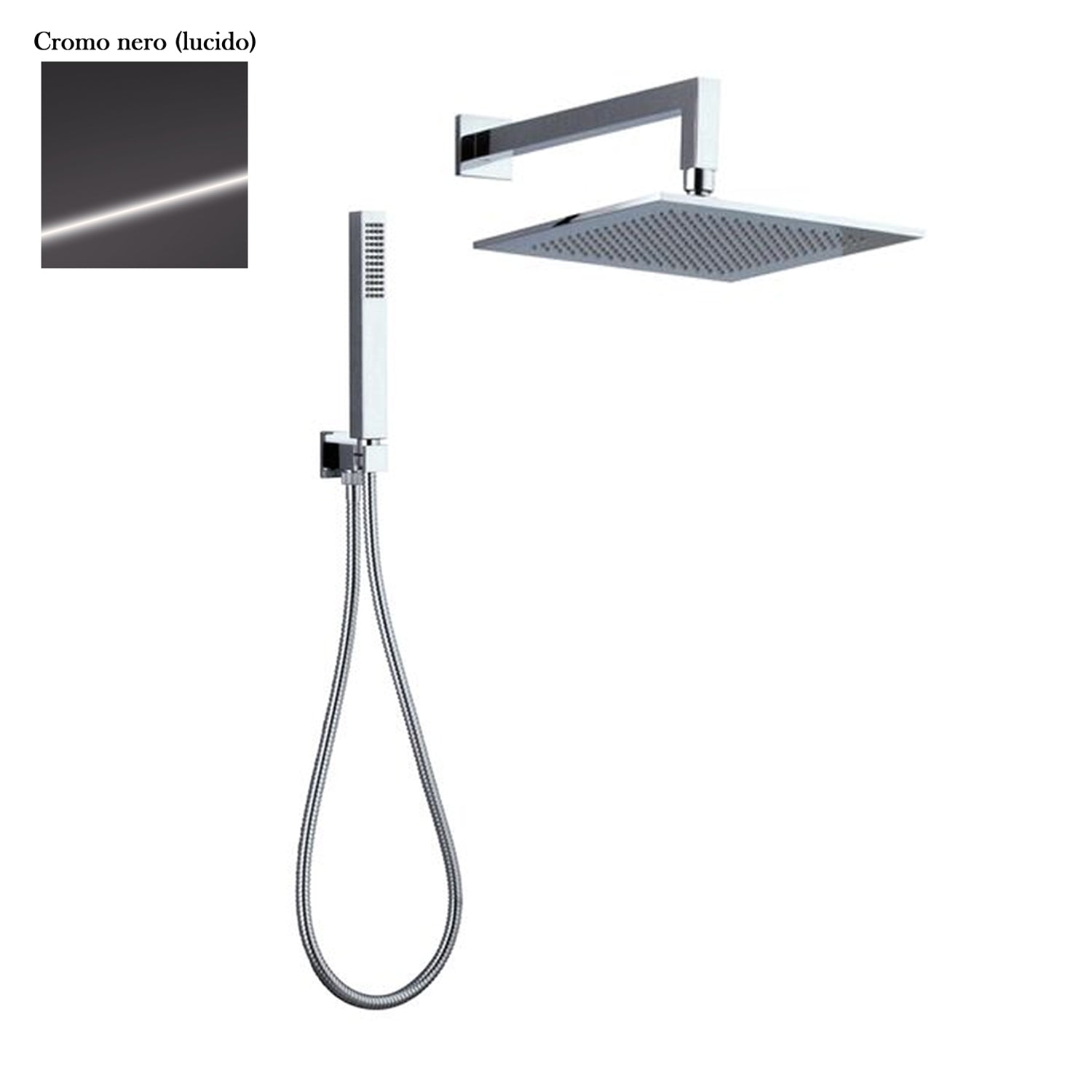 Set doccia composto da soffione Parigi, doccia e flessibile cromo nero by CeramicStore | Lo specialista del tuo bagno