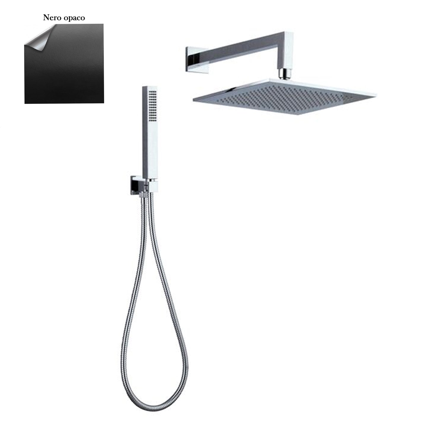 Set doccia composto da soffione Parigi, doccia e flessibile nero by CeramicStore | Lo specialista del tuo bagno