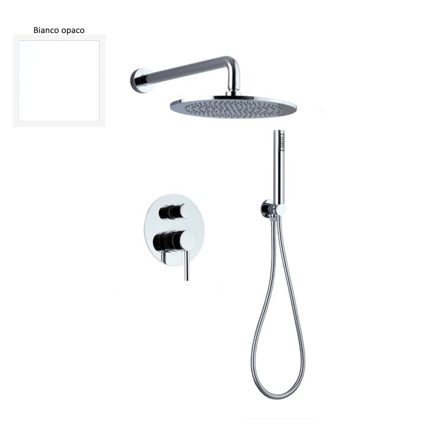 Set doccia composto da soffione Vienna, doccia e flessibile e deviatore 2 vie bianco by CeramicStore | Lo specialista del tuo bagno