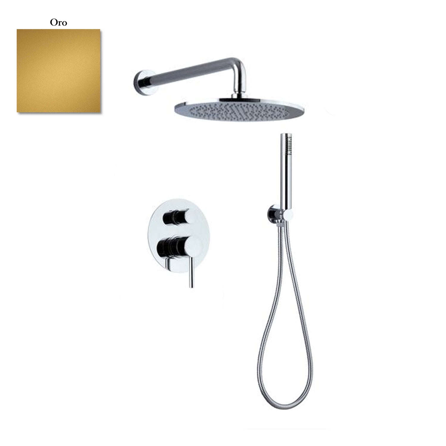 Set doccia composto da soffione Vienna, doccia e flessibile e deviatore 2 vie oro by CeramicStore | Lo specialista del tuo bagno