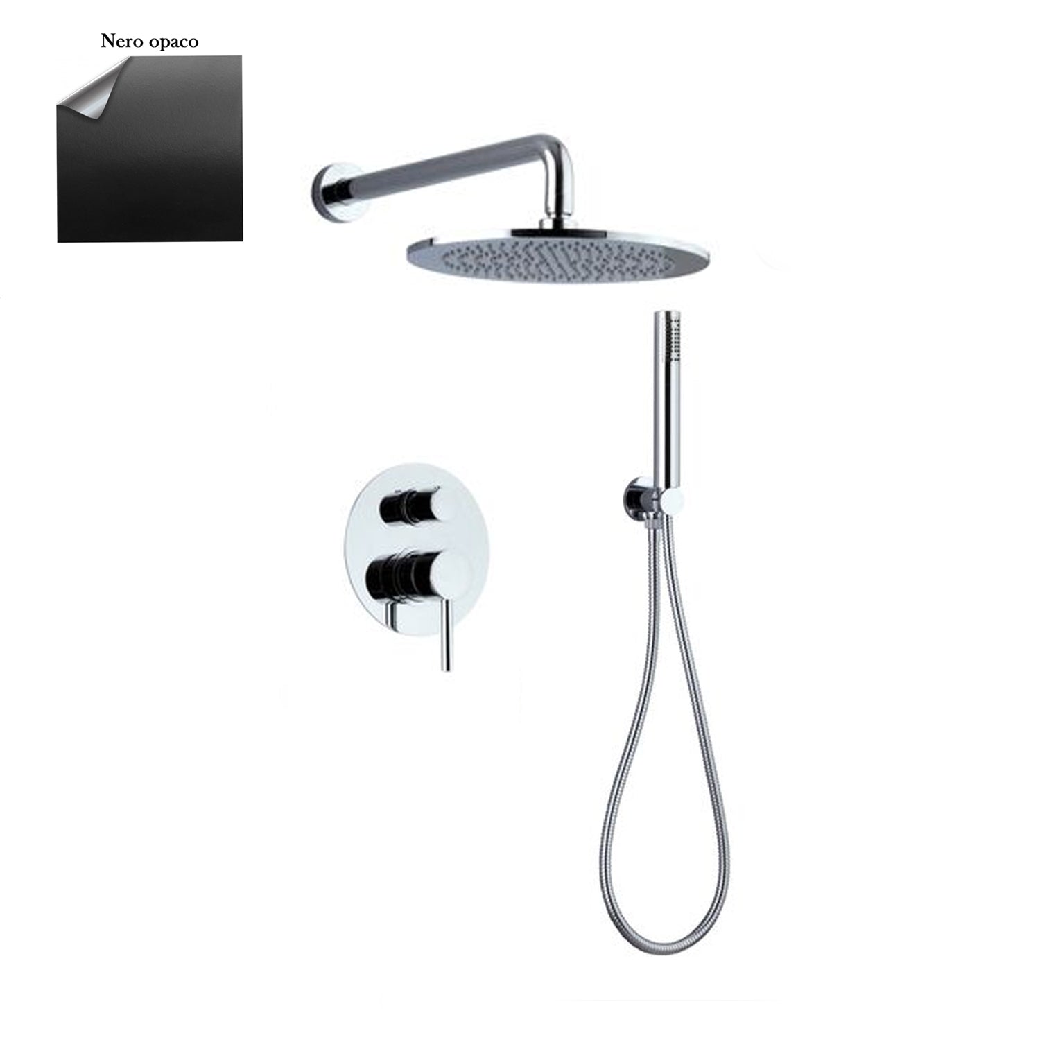 Set doccia composto da soffione Vienna, doccia e flessibile e deviatore 2 vie nero by CeramicStore | Lo specialista del tuo bagno