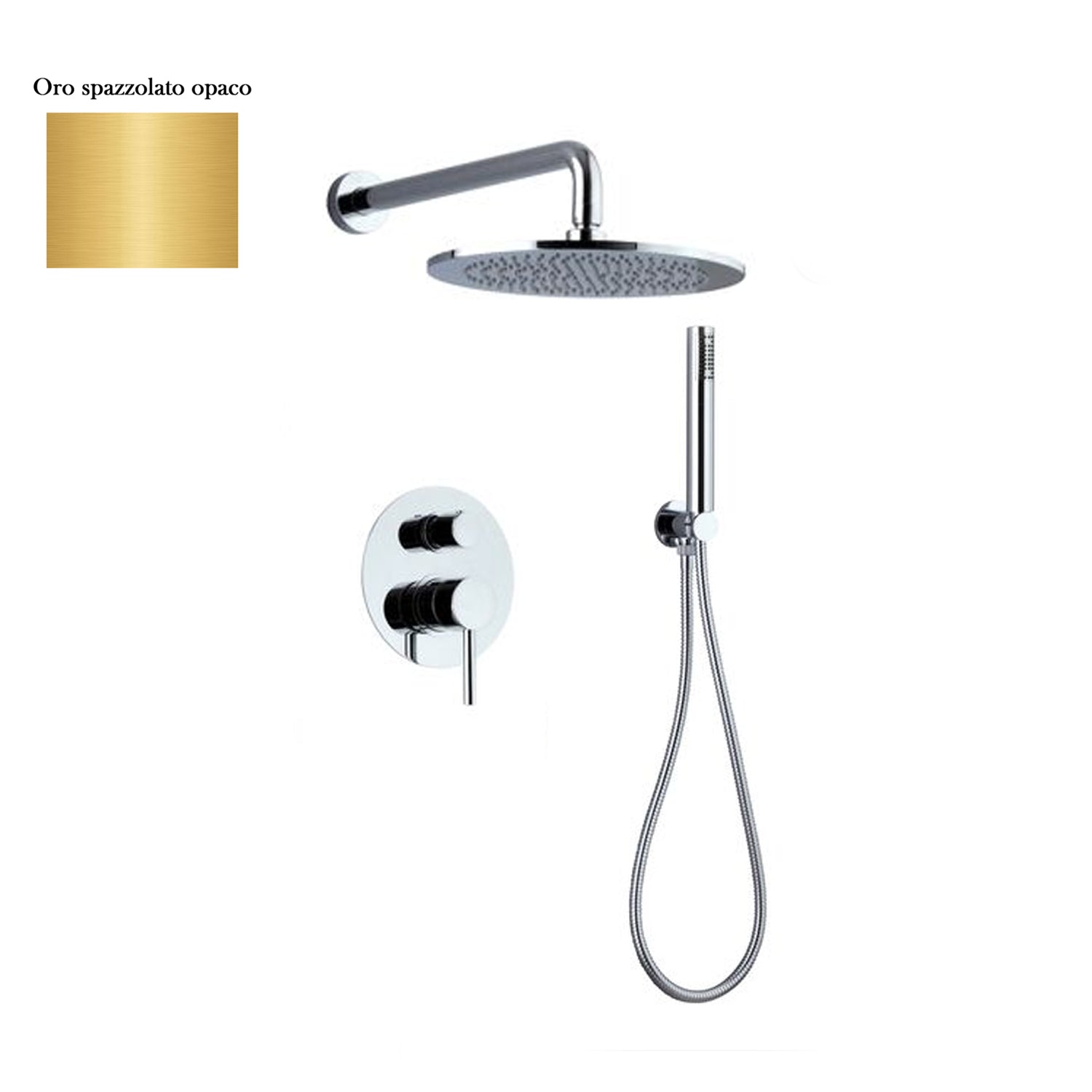 Set doccia composto da soffione Vienna, doccia e flessibile e deviatore 2 vie oro spazzolato by CeramicStore | Lo specialista del tuo bagno