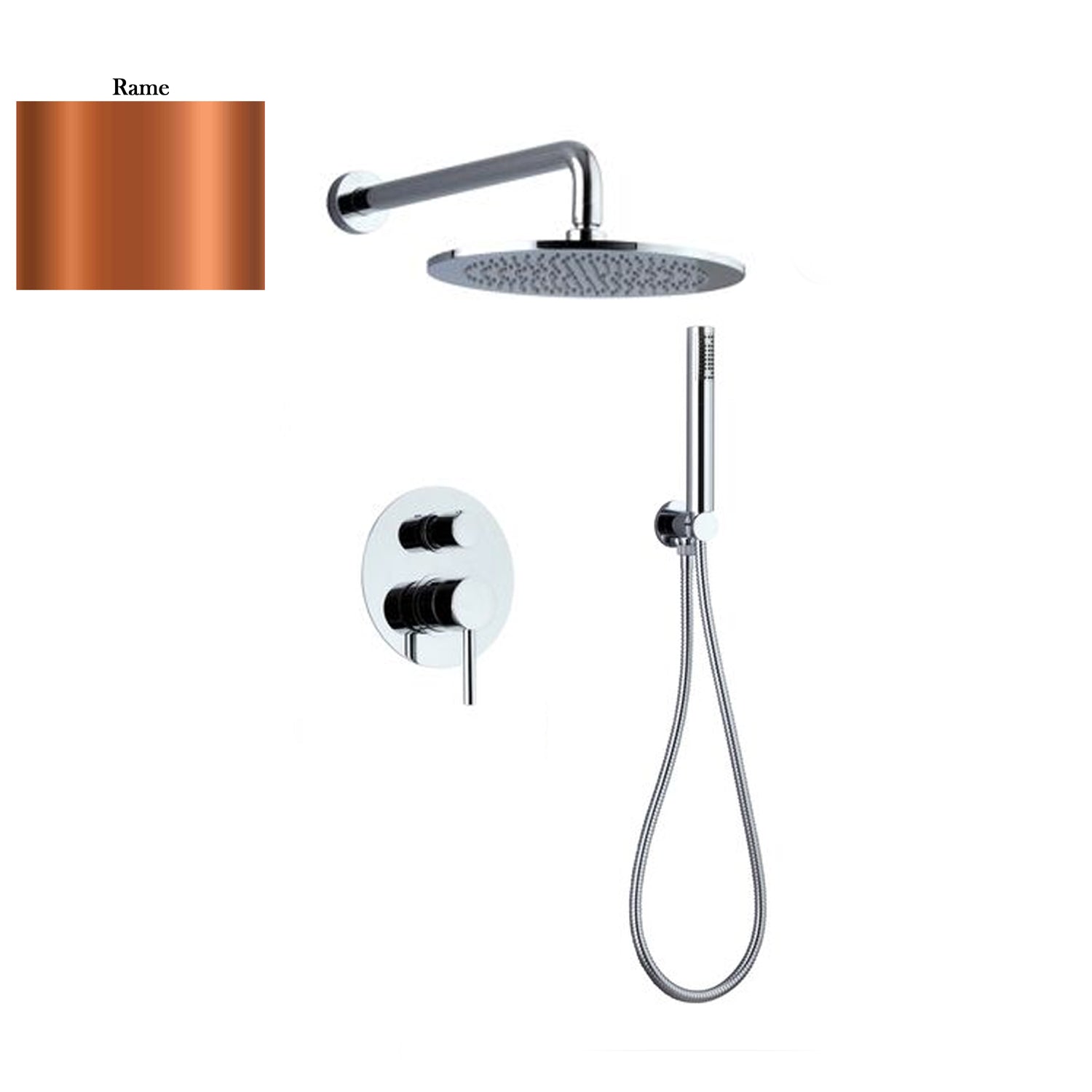 Set doccia composto da soffione Vienna, doccia e flessibile e deviatore 2 vie rame by CeramicStore | Lo specialista del tuo bagno