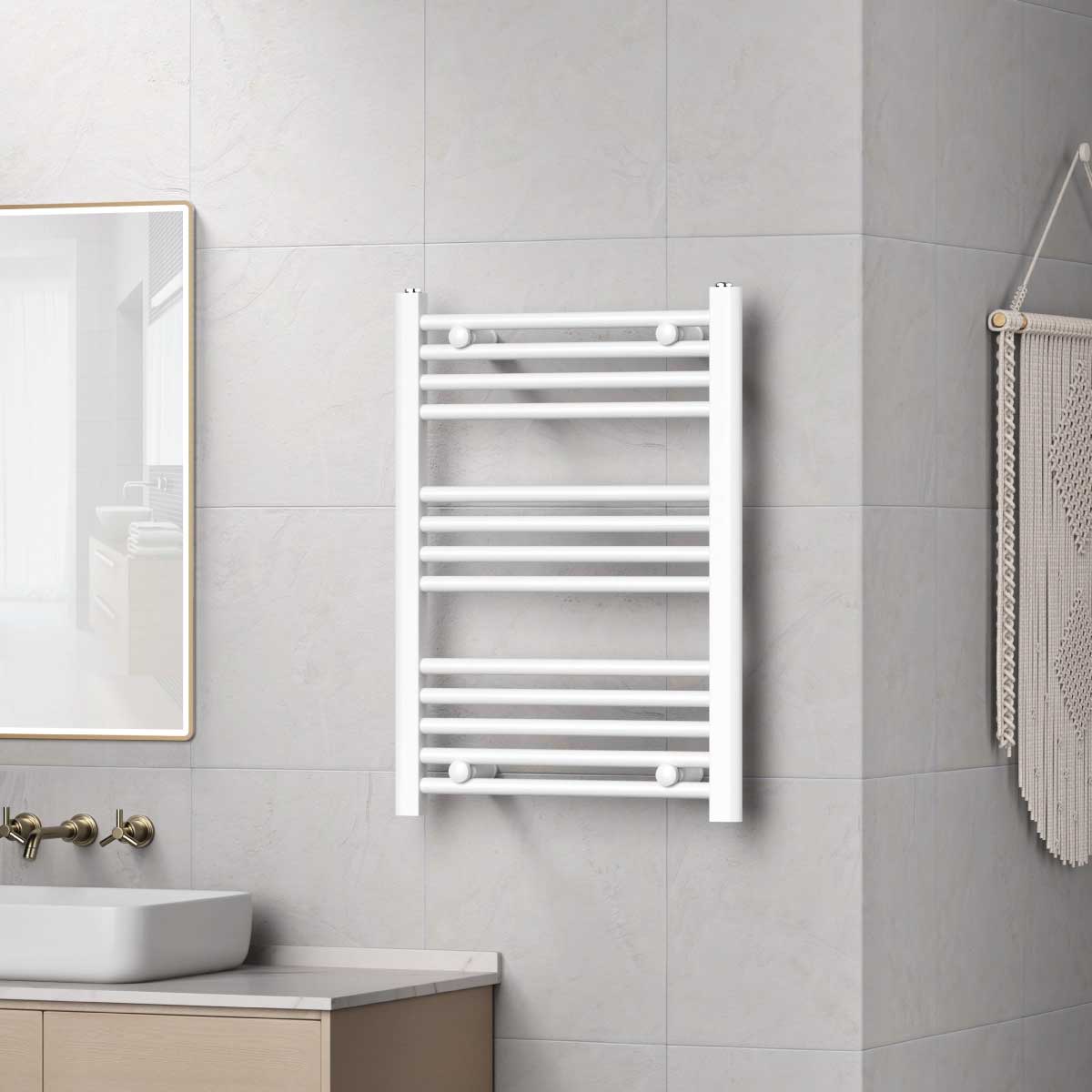 Termoarredo scaldasalviette da bagno idraulico 1230x550 mm interasse 500 mm in acciaio Verniciato Bianco by CeramicStore | Lo specialista del tuo bagno