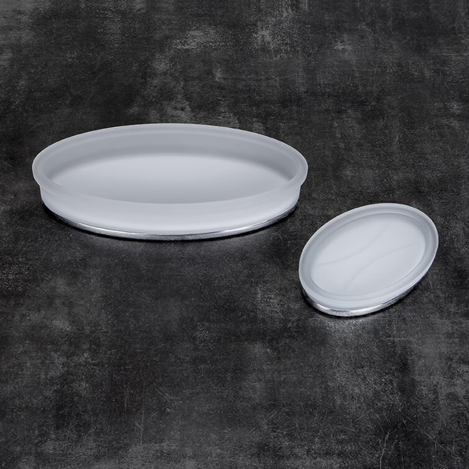 Porta oggetti da bagno 25cm in vetro acidato Land di Colombo Design by CeramicStore | Lo specialista del tuo bagno