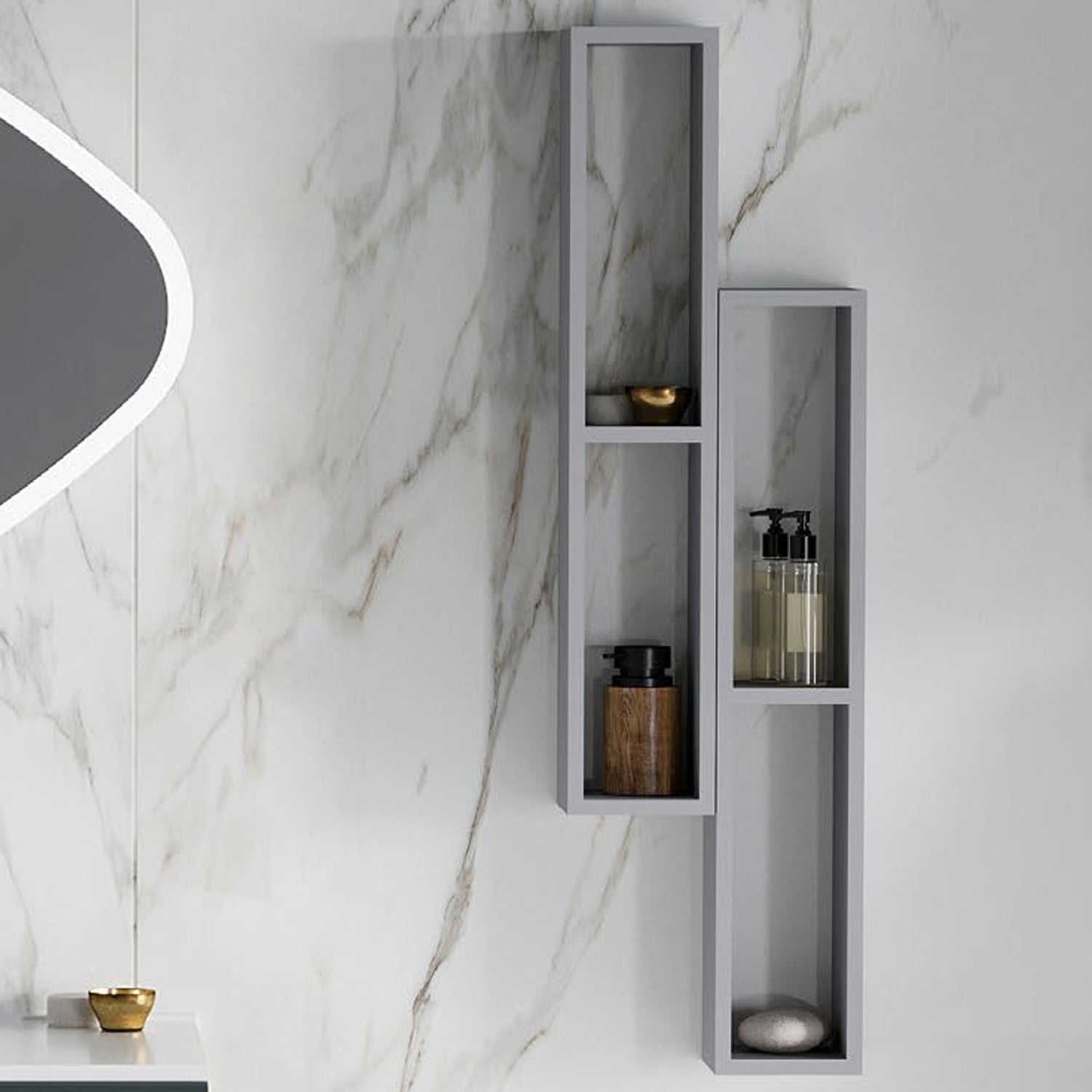 Pensile due vani a giorno Grigio Cubi&Co 15x80 cm by CeramicStore | Lo specialista del tuo bagno