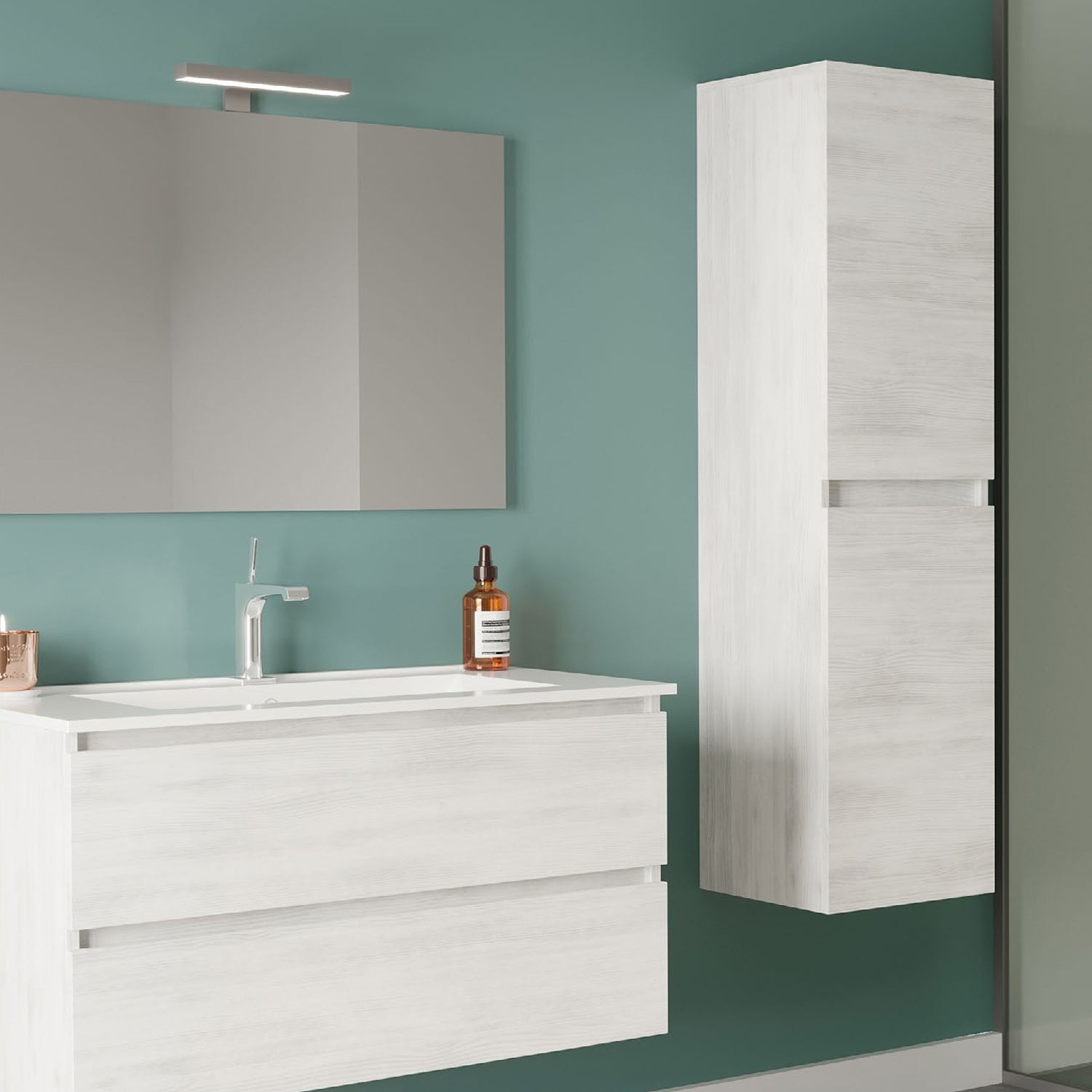 Colonna bagno a due ante color Rovere Bianco Cubi&Co - modello Symmetry by CeramicStore | Lo specialista del tuo bagno