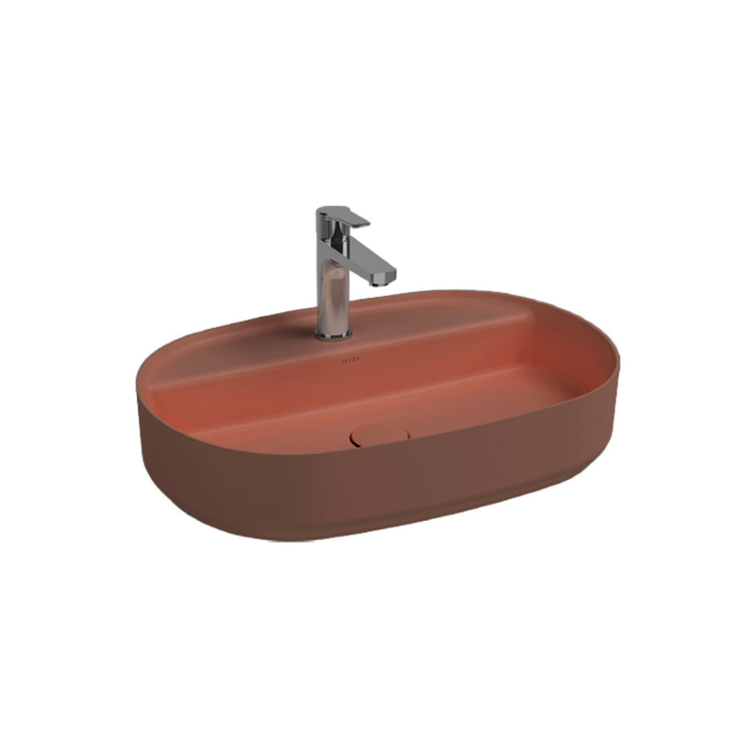 Lavabo d'appoggio ovale con foro BathCore serie Infinity 60x40 color Terracotta Opaco