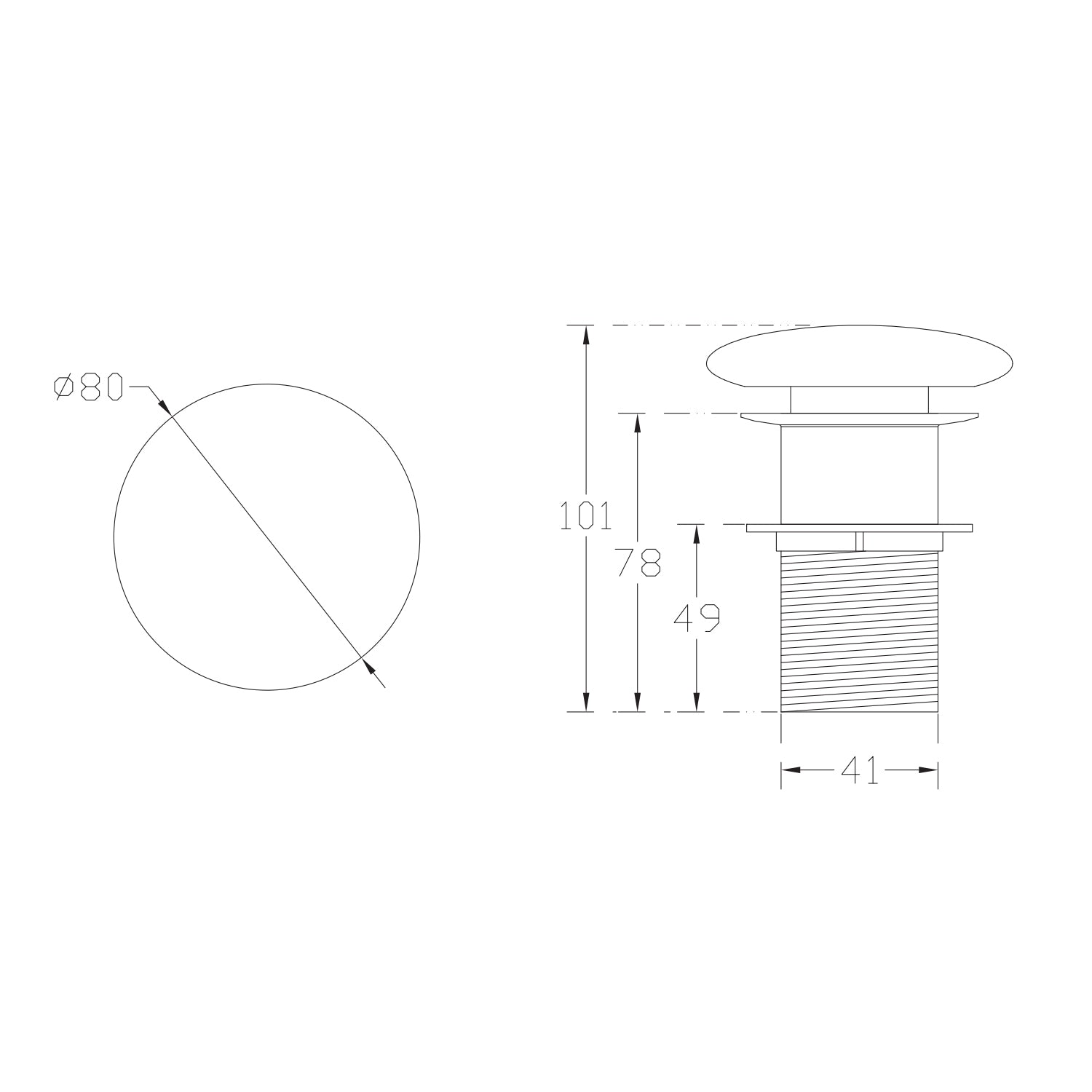 Piletta Click Clack per lavabo BathCore Infinity - Grigio Pietra Opaco by CeramicStore | Lo specialista del tuo bagno
