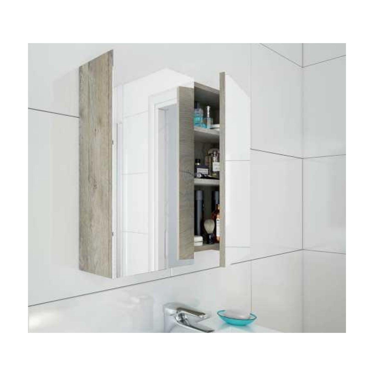 Mobile bagno a terra Dama completo di lavabo e specchio contenitore 60x45 cm- Rovere Alaska by CeramicStore | Lo specialista del tuo bagno