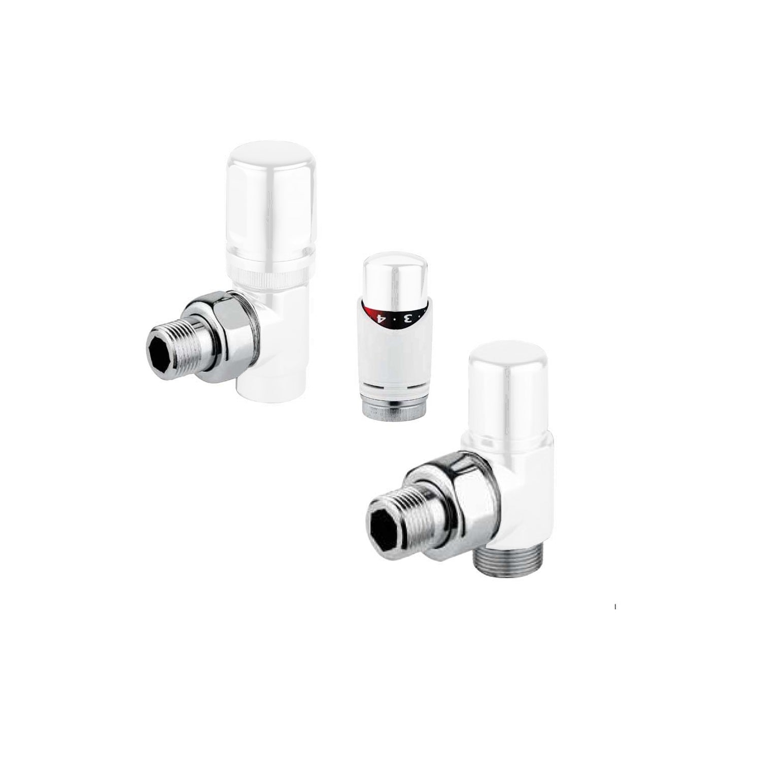 Kit Termostatico con Valvola e Detentore per termoarredo RCR POLETTI- Bianco by CeramicStore | Lo specialista del tuo bagno
