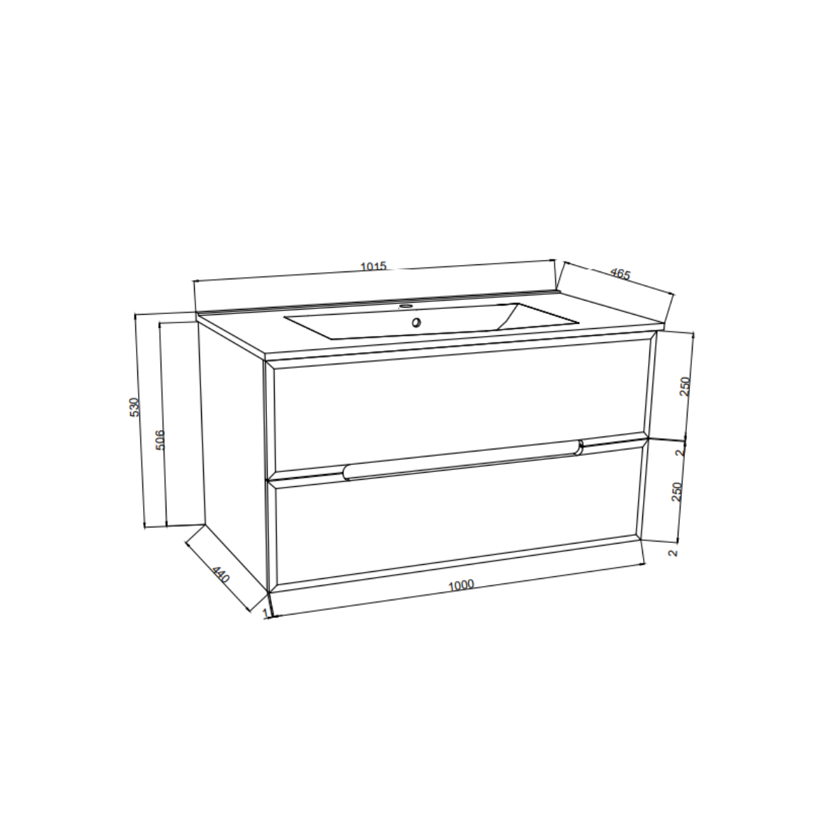 Mobile bagno con lavabo e specchiera Cubi&Co Fluid 3 - Rovere Grigio/Bianco Opaco by CeramicStore | Lo specialista del tuo bagno