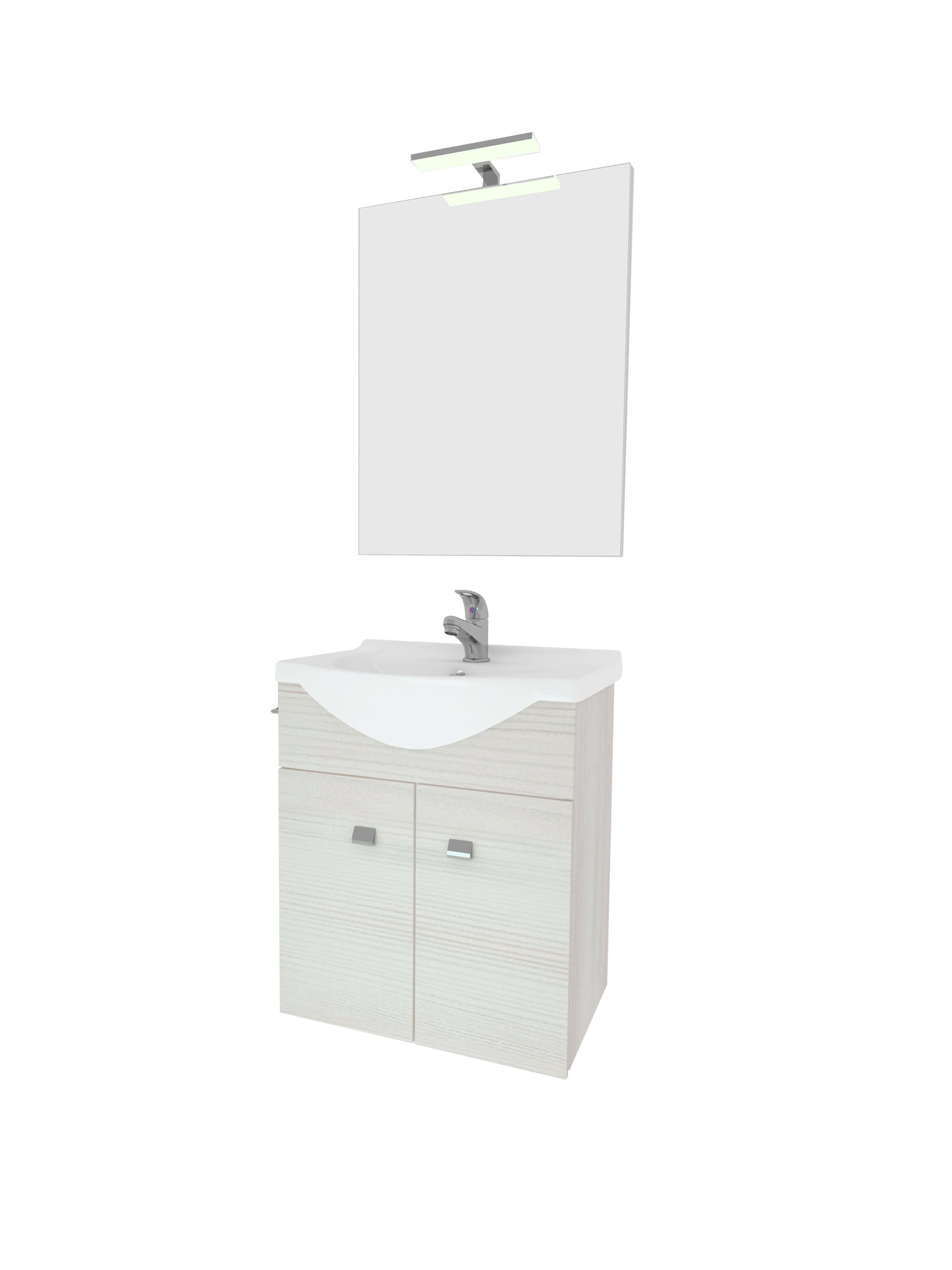 Mobile bagno sospeso con lavabo e specchiera Cubi&Co Smeraldo 55 cm - Rovere Bianco by CeramicStore | Lo specialista del tuo bagno