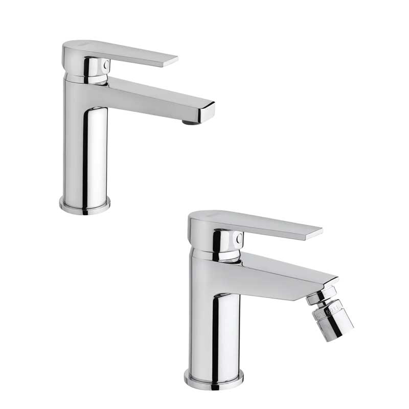 Set di rubinetti da bagno Lavabo e Bidet con scarico finitura cromata collezione LOGOS+ di Mamoli Rubinetterie by CeramicStore | Lo specialista del tuo bagno
