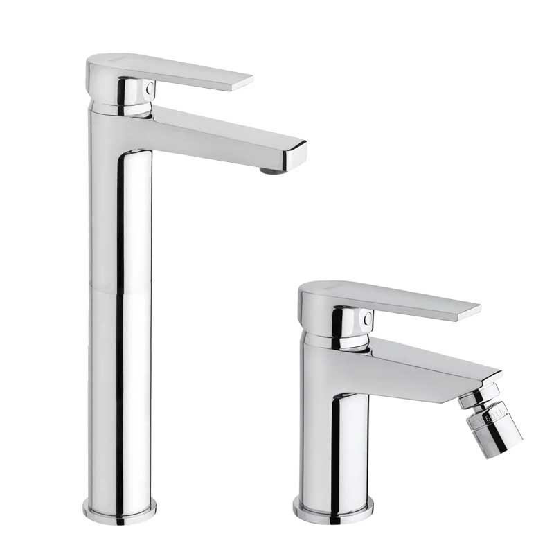 Set di rubinetti da bagno Lavabo Alto e Bidet con scarico finitura cromata collezione LOGOS+ di Mamoli Rubinetterie by CeramicStore | Lo specialista del tuo bagno