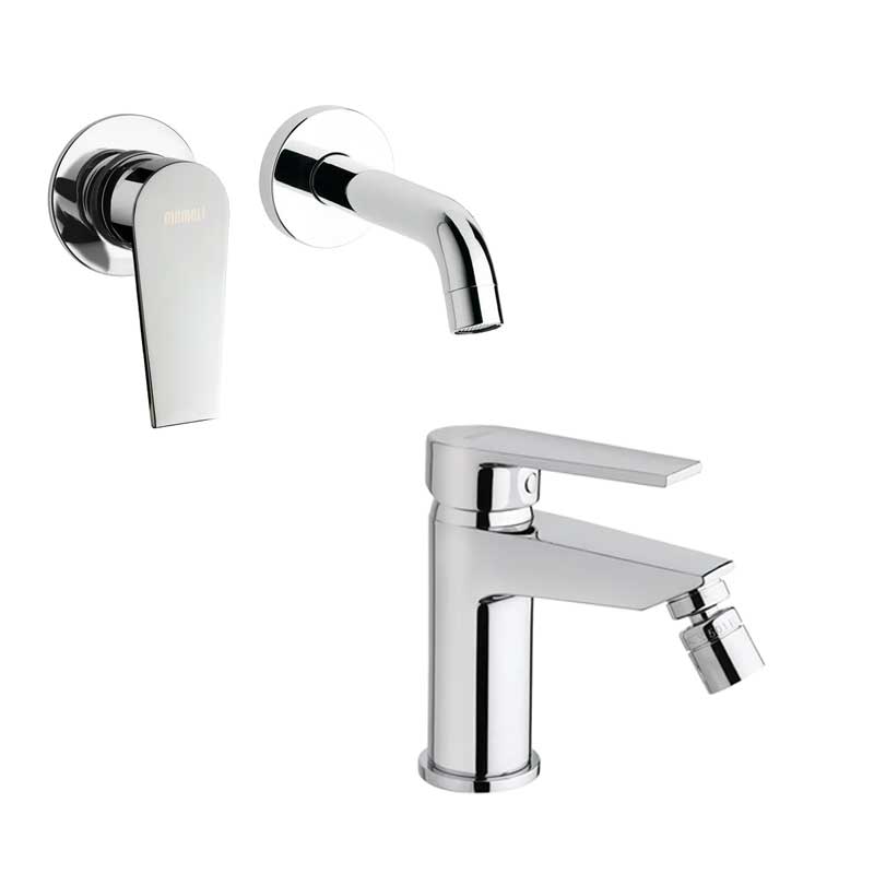 Set di rubinetti da bagno Lavabo Incasso e Bidet con scarico finitura cromata collezione LOGOS+ di Mamoli Rubinetterie by CeramicStore | Lo specialista del tuo bagno