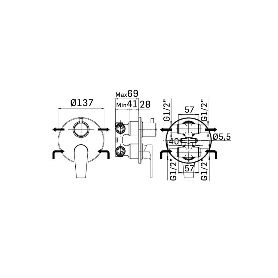 Set di rubinetti da bagno Lavabo Alto e Bidet con scarico e Doccia Incasso con Deviatore finitura cromata collezione LOGOS+ di Mamoli Rubinetterie by CeramicStore | Lo specialista del tuo bagno
