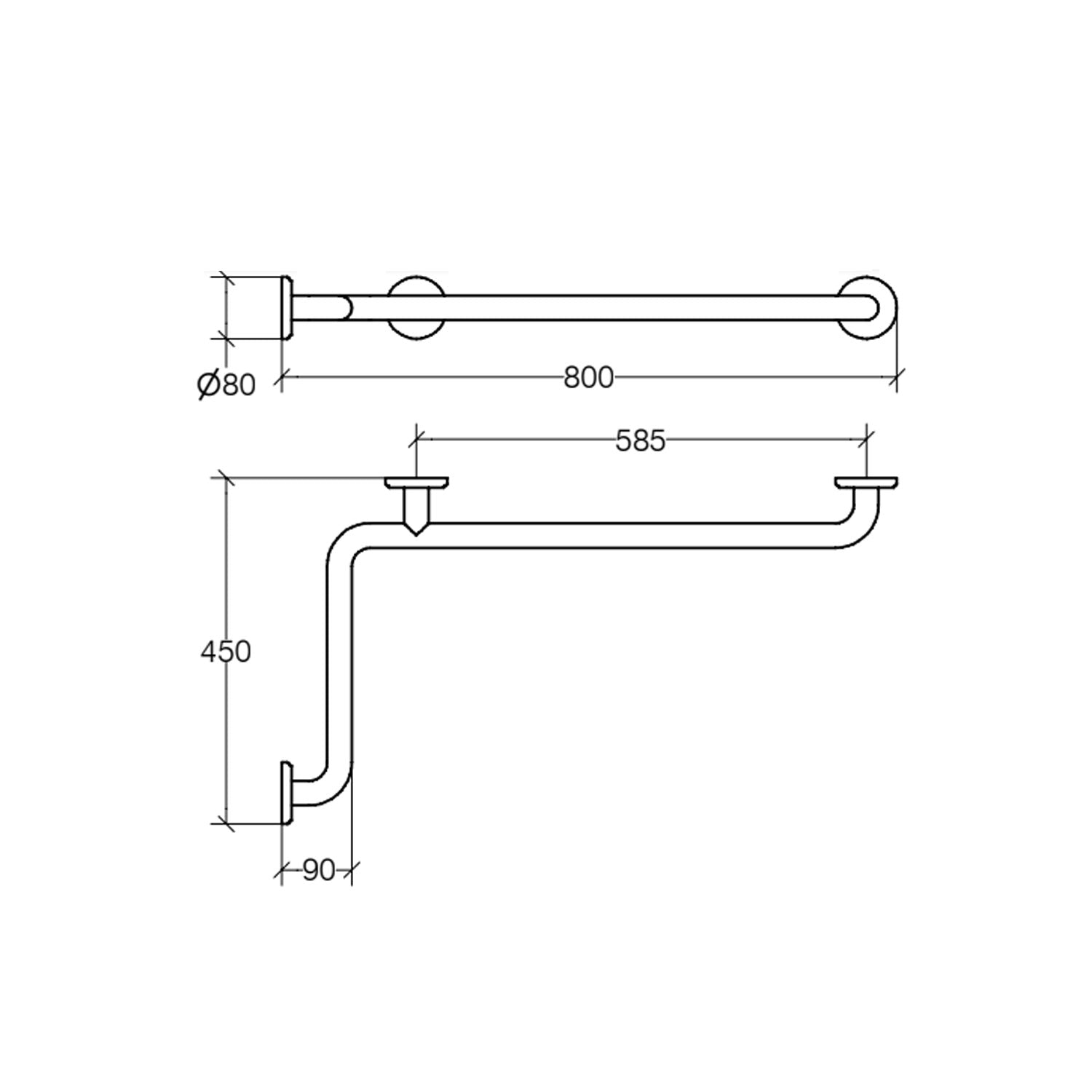 Lineabeta Maniglione Sicurezza Inox Lucido Othello 800x450 by CeramicStore | Lo specialista del tuo bagno