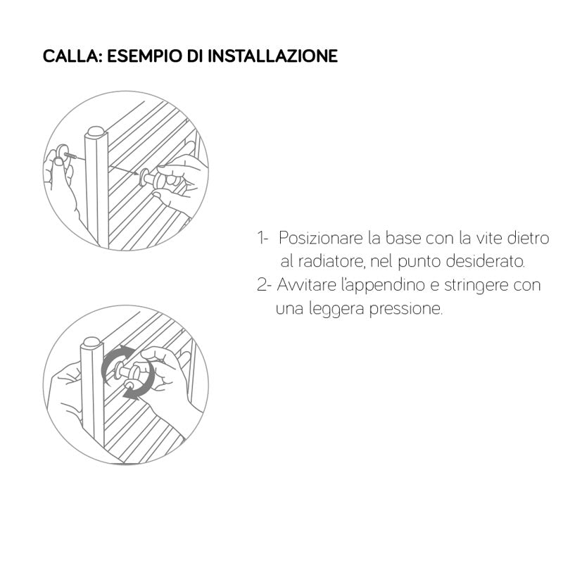 Coppia di 2 appendini in abs Lazzarini modello Calla con fissaggio radiatore - Bianco by CeramicStore | Lo specialista del tuo bagno