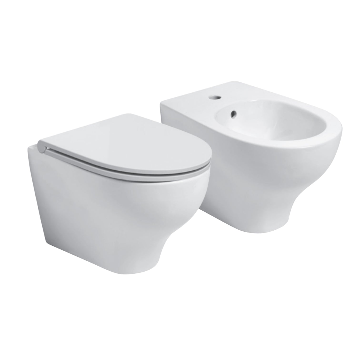 Sanitari sospesi Ceramica Azzurra serie Pratica con sedile soft-close 53x35xH34