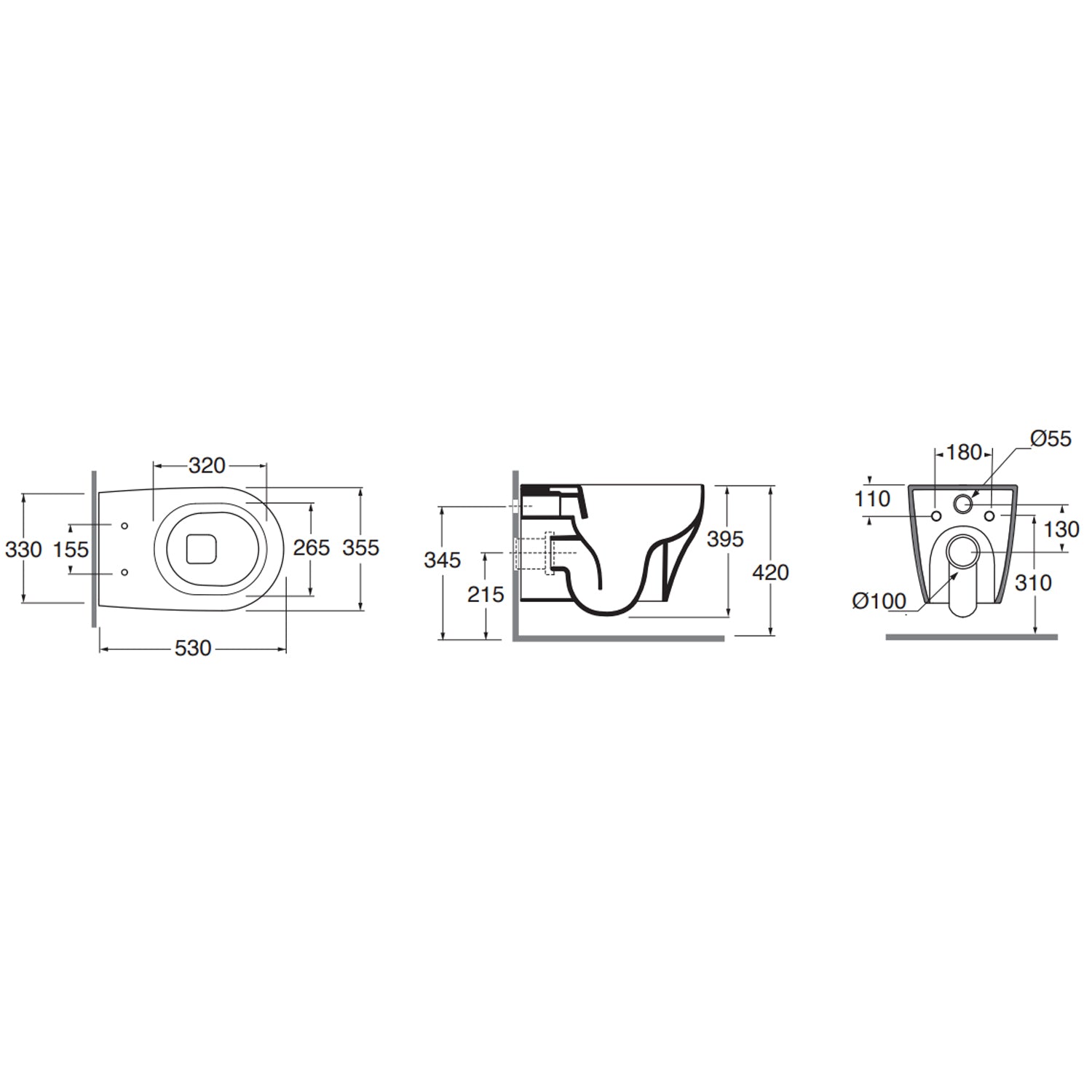 Sanitari sospesi Ceramica Azzurra serie Pratica con sedile soft-close 53x35xH34