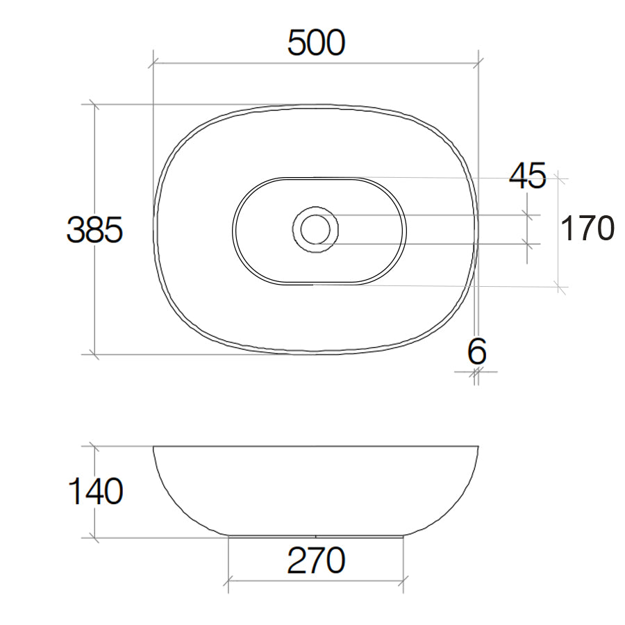 Lavabo vasca ovale da appoggio senza piletta Lineabeta Acquaio in ceramica opaca color antracite cm 50x38