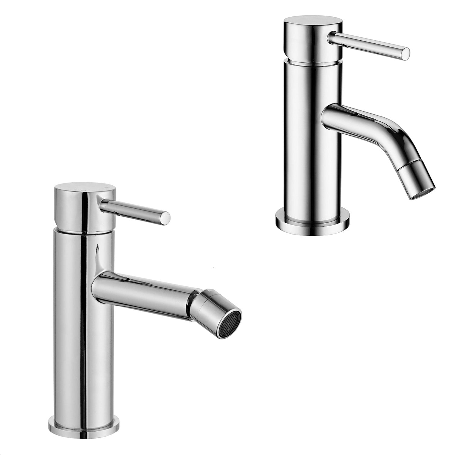 Coppia di miscelatori per lavabo e bidet serie Moon in ottone cromato by CeramicStore | Lo specialista del tuo bagno