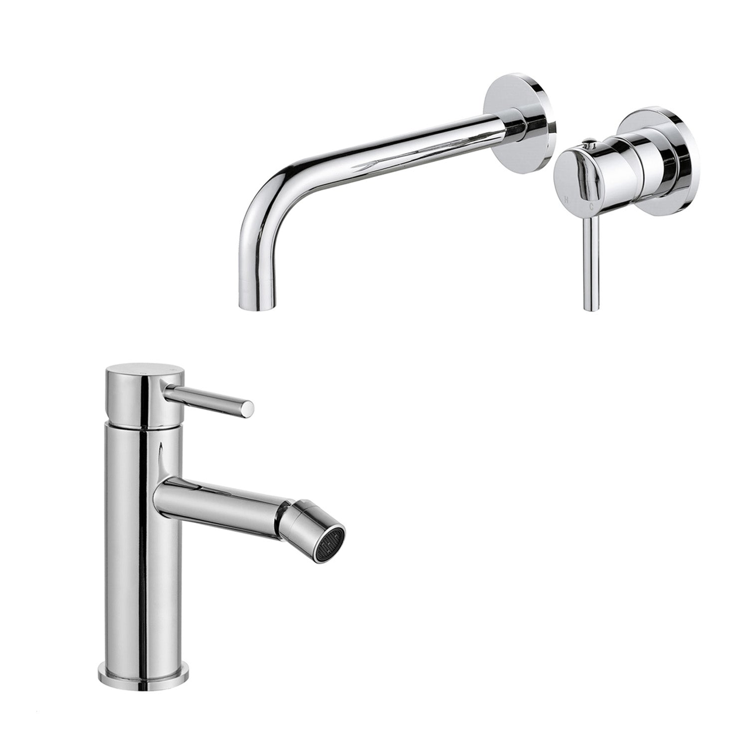 Coppia di miscelatori per lavabo incasso e bidet serie Moon in ottone cromato by CeramicStore | Lo specialista del tuo bagno