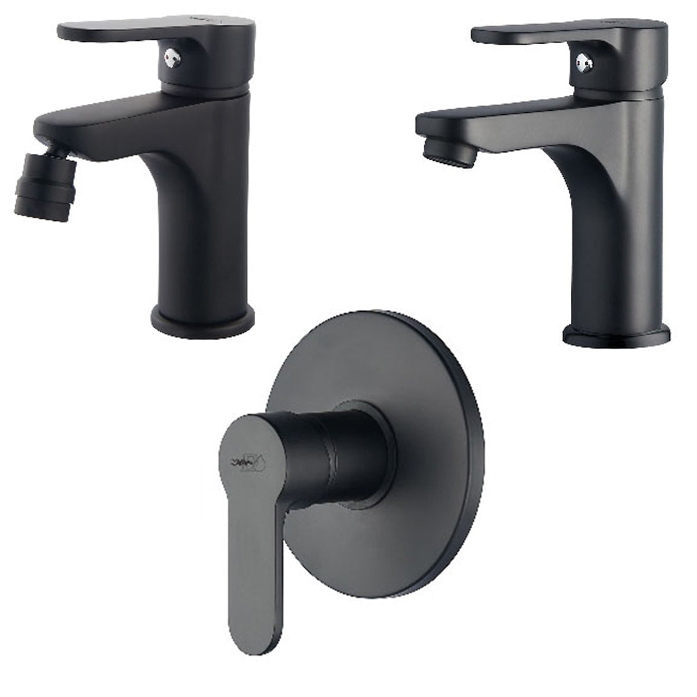 Set miscelatori lavabo, bidet e doccia serie Paco color nero opaco by CeramicStore | Lo specialista del tuo bagno