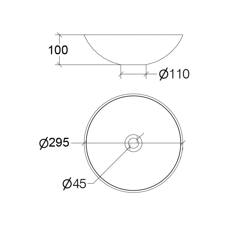 Lavabo vasca tonda da appoggio Lineabeta Acquaio in ceramica opaca senza piletta diametro cm 29