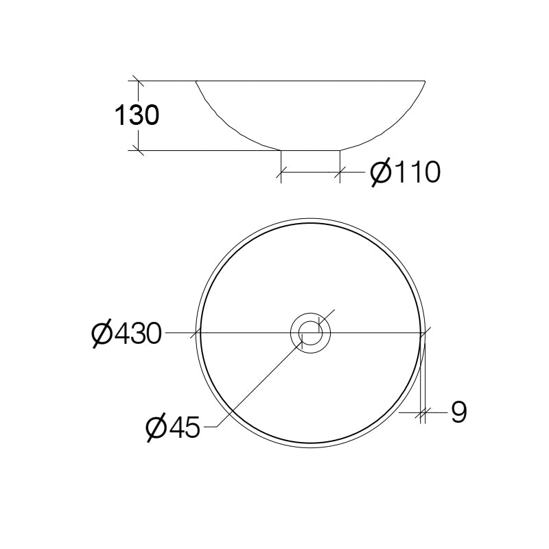 Lavabo vasca tonda da appoggio Lineabeta Acquaio in ceramica bianca lucida senza piletta diametro cm 43