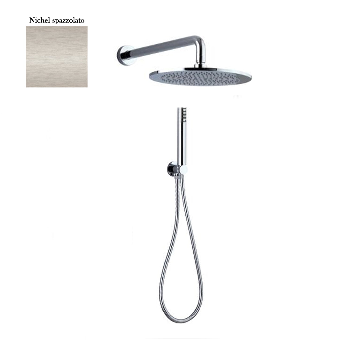 Set doccia composto da soffione Vienna, doccia e flessibile nichel by CeramicStore | Lo specialista del tuo bagno