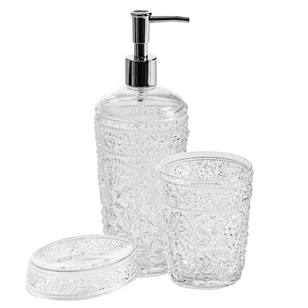 Set Accessori Bagno Cipଠcollezione Paisley in Pet decorato a rilievo trasparente by CeramicStore | Lo specialista del tuo bagno