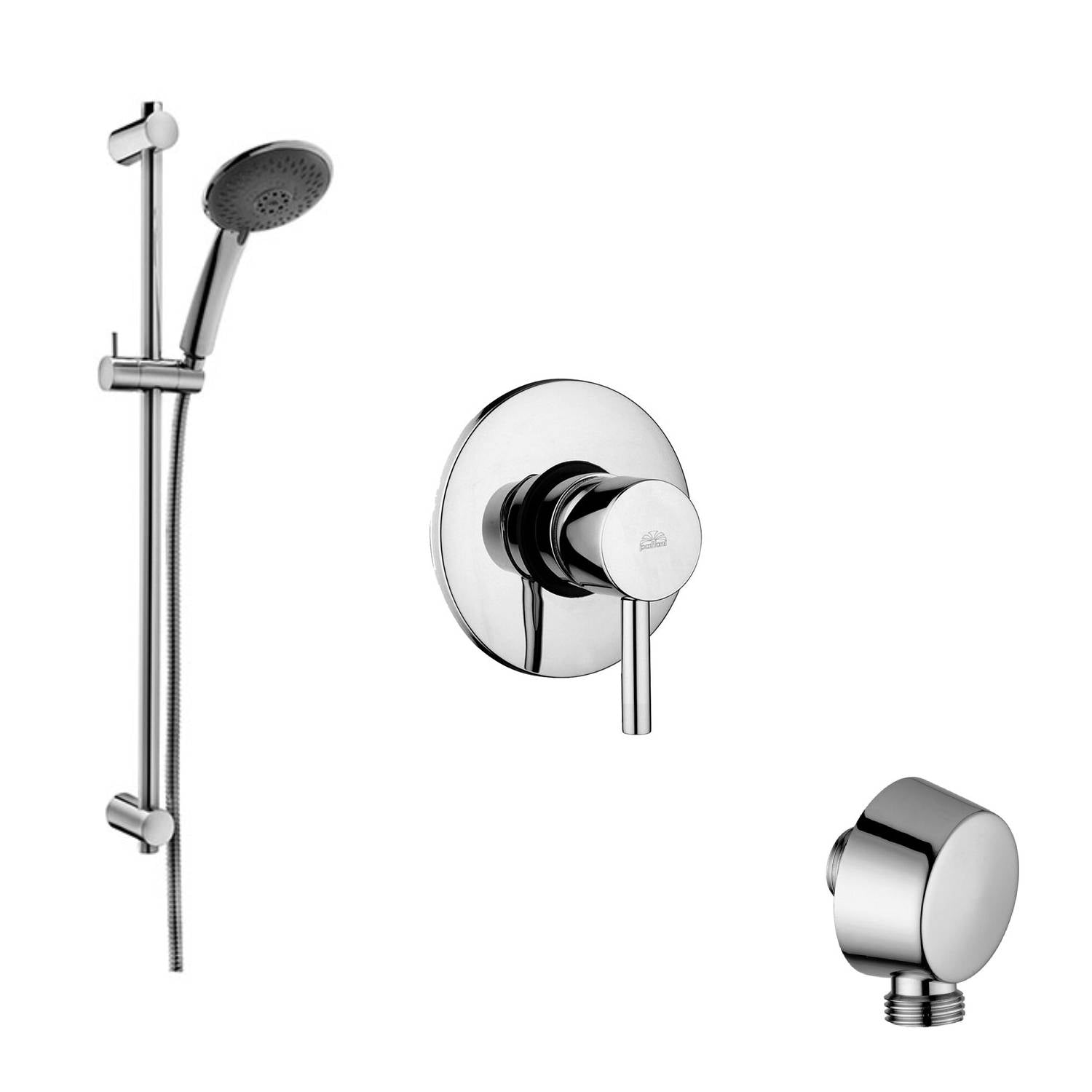 Set saliscendi con asta, miscelatore incasso in ottone cromato e presa d'acqua tonda a muro Paffoni by CeramicStore | Lo specialista del tuo bagno