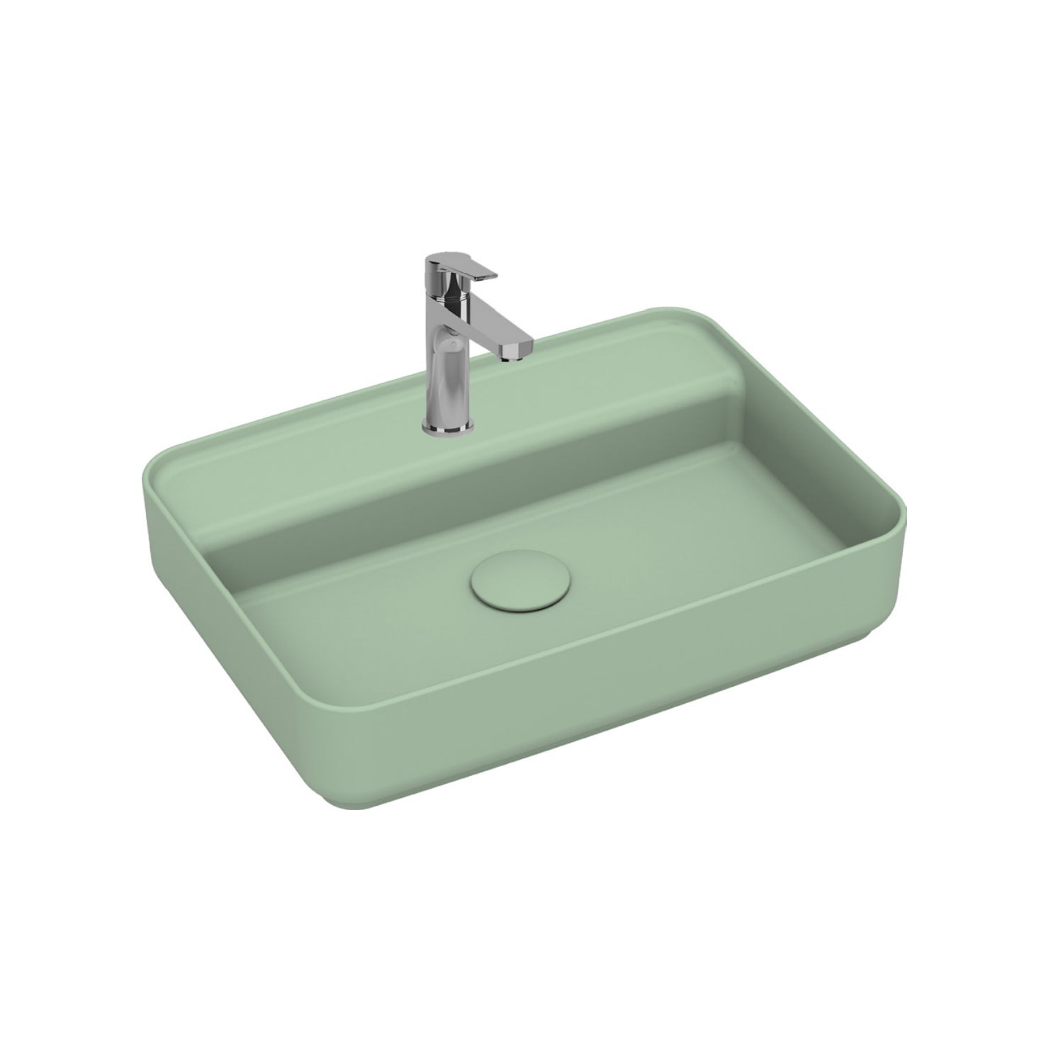 Lavabo d'appoggio rettangolare con foro BathCore serie Infinity 55x40 color Menta Opaco