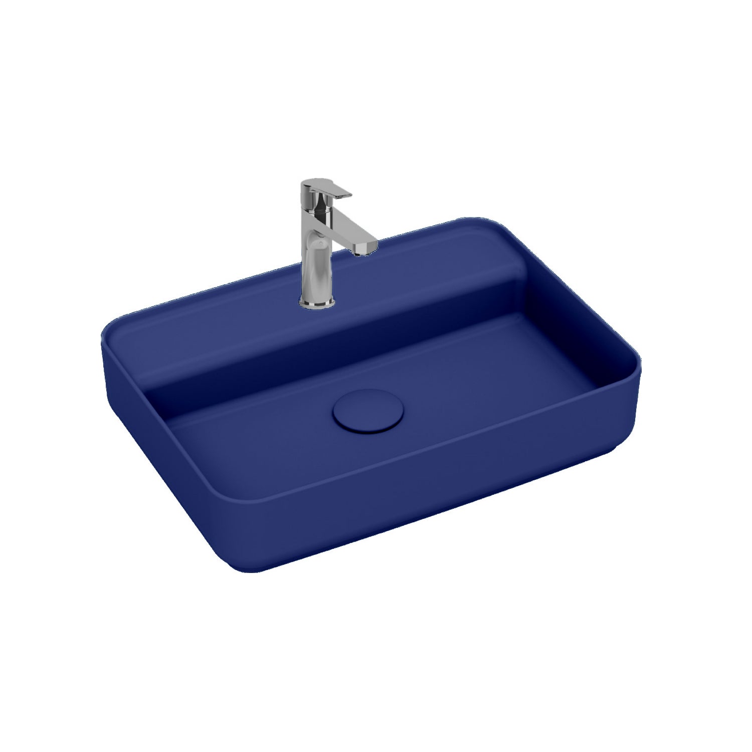 Lavabo d'appoggio rettangolare con foro BathCore serie Infinity 55x40 color Blu Opaco
