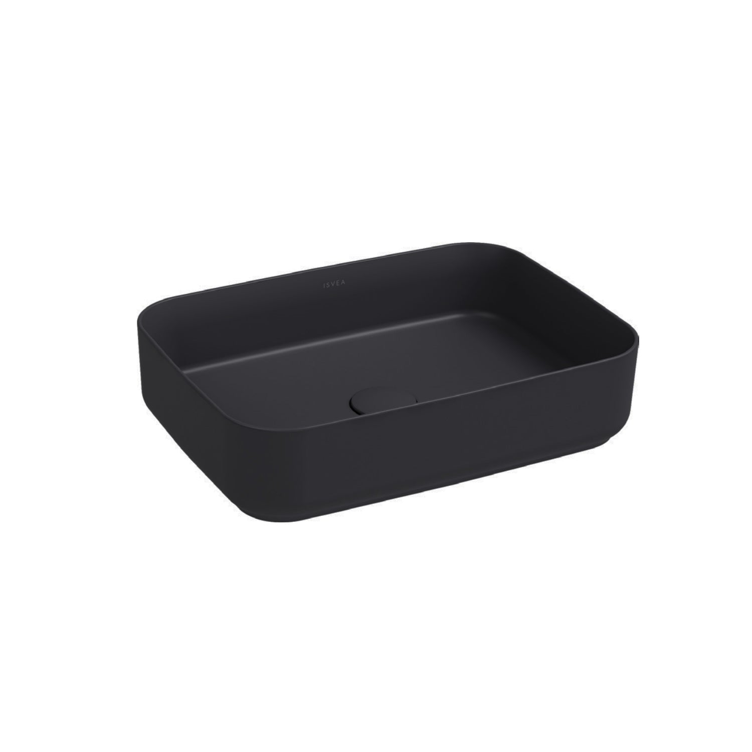 Lavabo d'appoggio rettangolare senza foro BathCore serie Infinity 50x36 color Nero Opaco