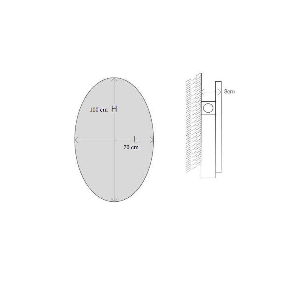 Specchio 'Ovale' da parete con molatura filo lucido - cm 70lx100h - Koh-i-Noor by CeramicStore | Lo specialista del tuo bagno